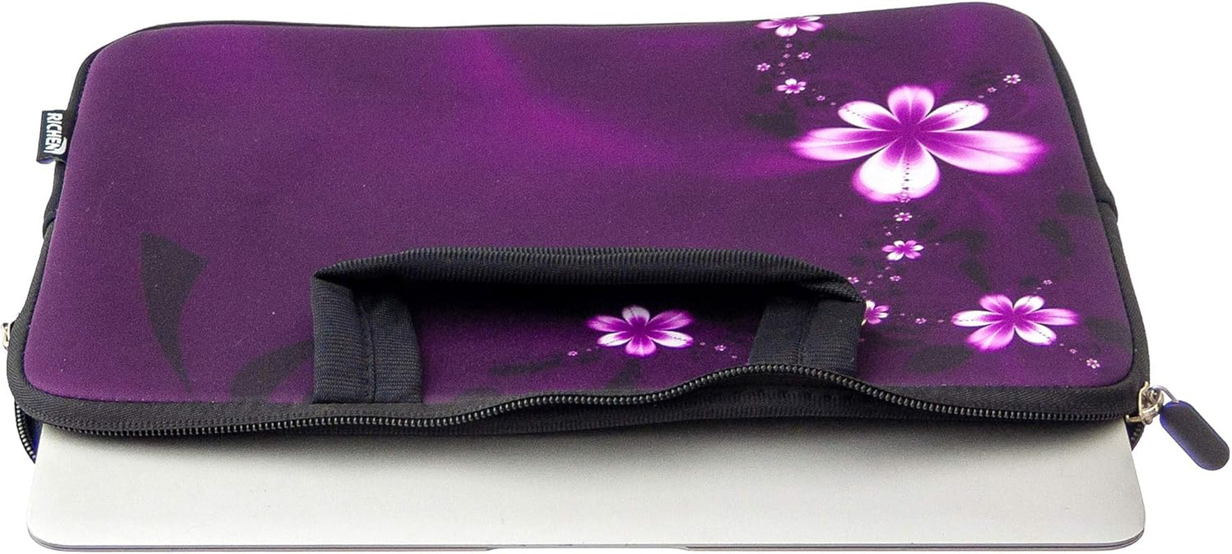 12 Inch Neoprene Laptop Carrying Bag Chromebook Case Tablet Travel Cover with Handle Zipper Carrying Sleeve Case Bag Fits 11 11.6 12 12.1 12.5 Inch Netbook/Laptop (11-12.5 Inch, Purple Flowers)