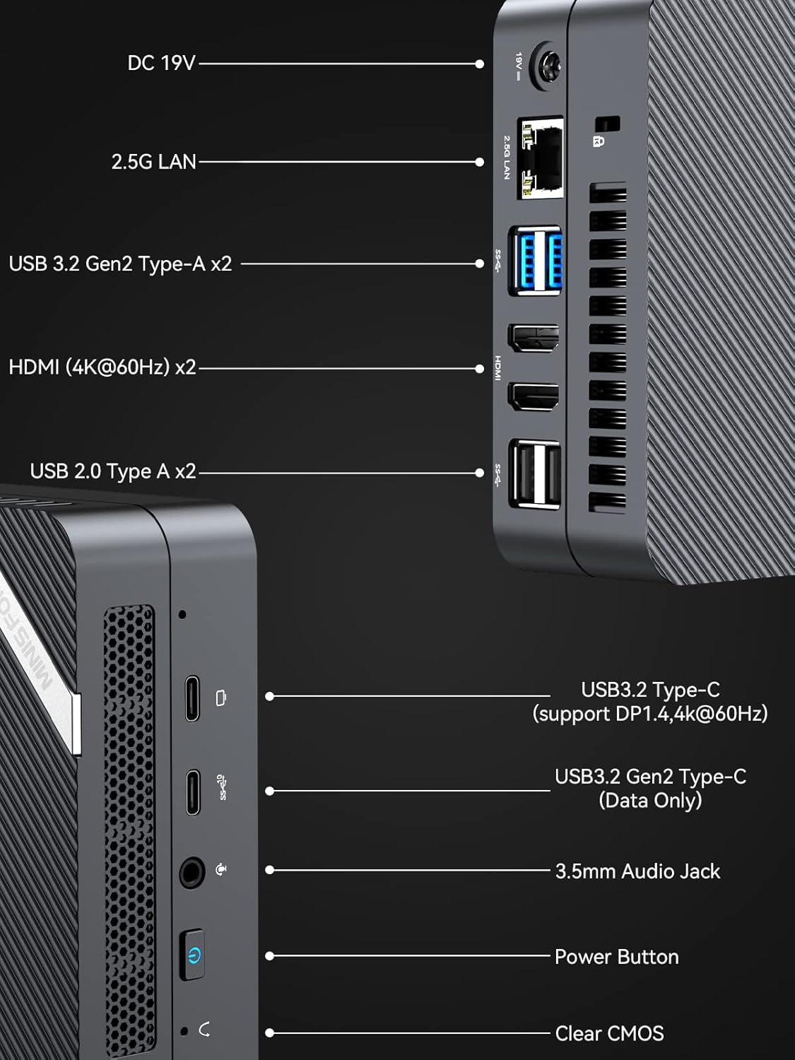 Deskmini UM450 Mini PC AMD Ryzen 5 4500U Windows 11 Pro Micro Computer, DDR4 16GB RAM+512GB SSD, 2Xhdmi/1Xusb-C 4K@60Hz Output, 2.5Gbps LAN, USB 3.2, Bluetooth, AMD Radeon Graphics PC