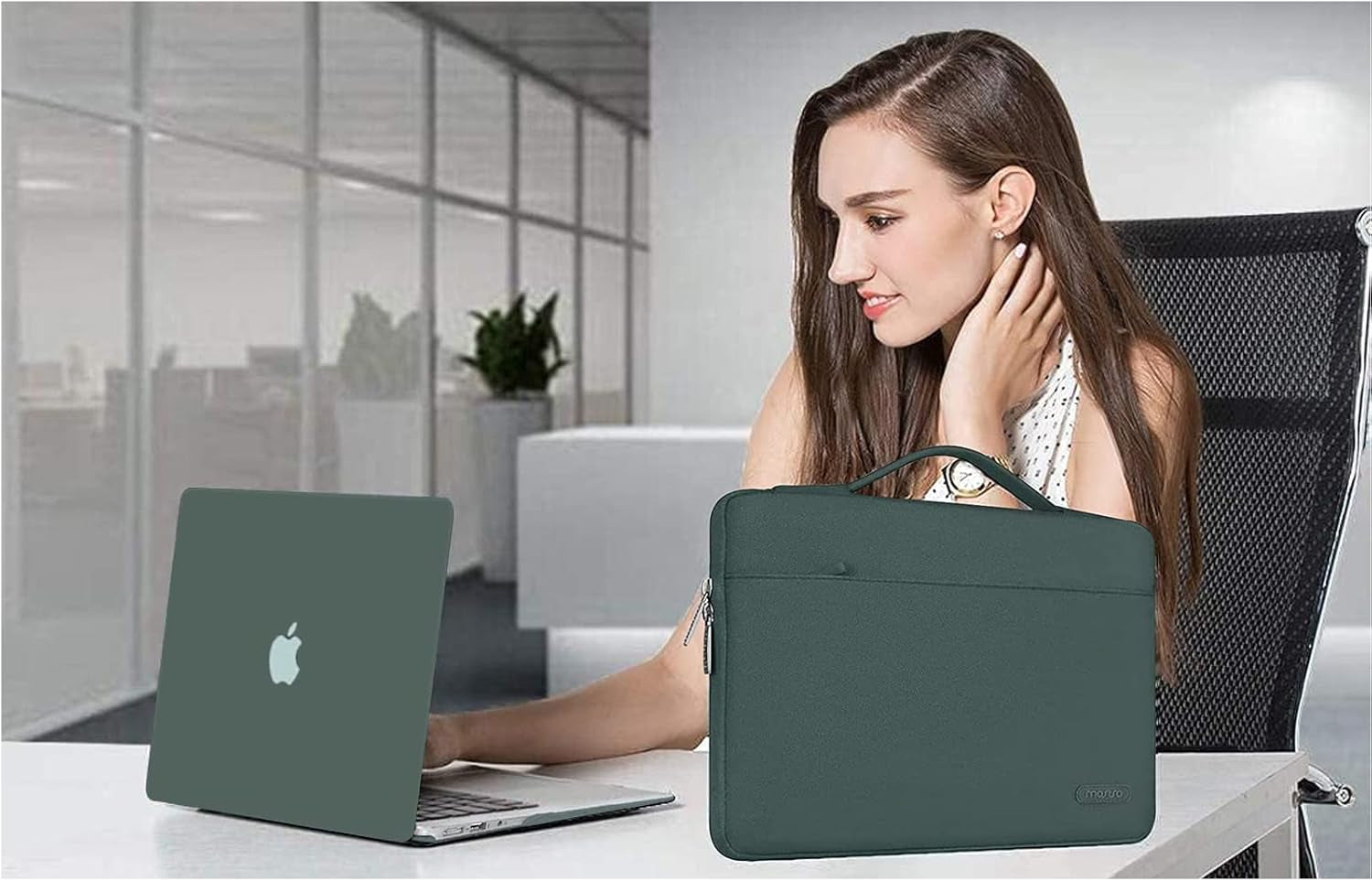 Compatible with Macbook Air 13 Inch Case (A1369 A1466, Older Version 2010-2017 Release), Plastic Hard Shell Case & Sleeve Bag & Keyboard Cover & Webcam Cover & Screen Protector, Midnight Green