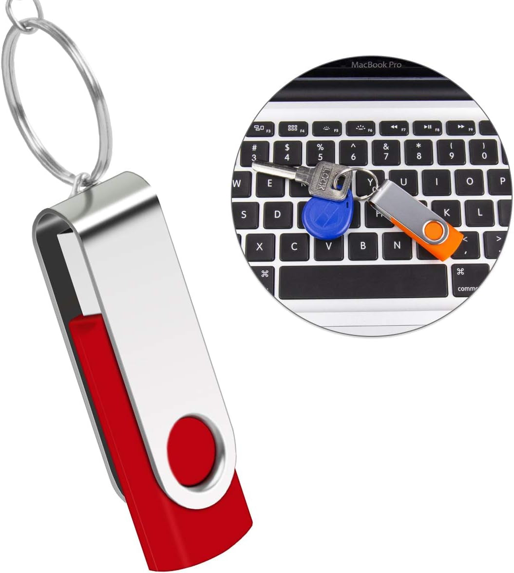 8GB Flash Drive,  Thumb Drives 5 Pack, 8 Gig USB Drive with Lanyards Metal Swivel 8GB USB Memory Stick Pen Drive with LED Indicator(5 Mixed Color)