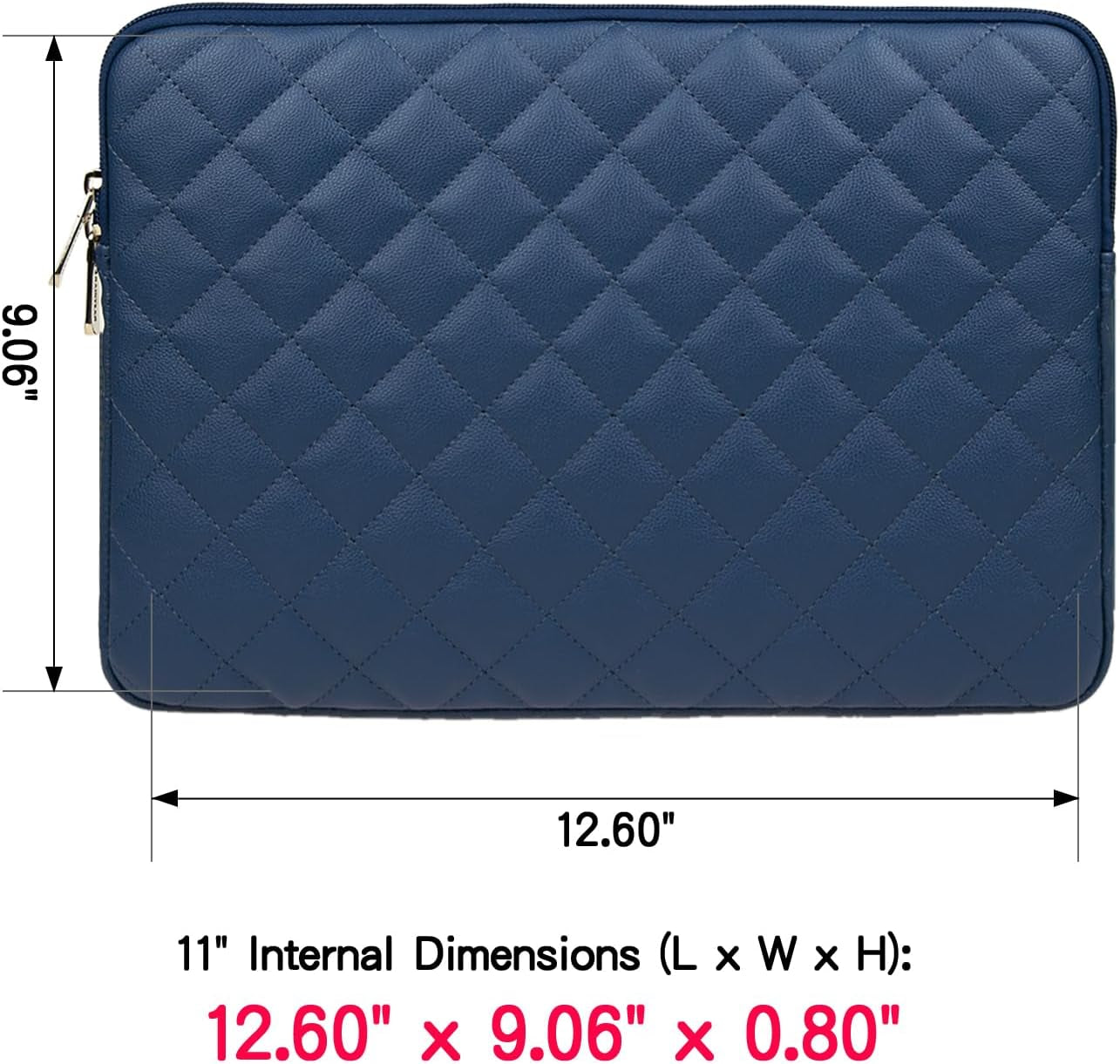 11 Inch Laptop Sleeve Diamond PU Leather Case Protective Shockproof Water Resistant Cover Carrying Computer Bag Compatible with 11.6 Macbook Air Surface for 11" Chromebook Notebook(Navy Blue)