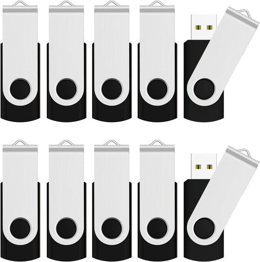 8GB USB Flash Drive 50 Packs, Bulk USB Sticks 2.0 Mutipack Thumb Drive 360° Swivel USB Stick, FAT32 Jump Drives Pen Drive Zip Drives for Data Storage/Files Backup/Document Transfer - Black