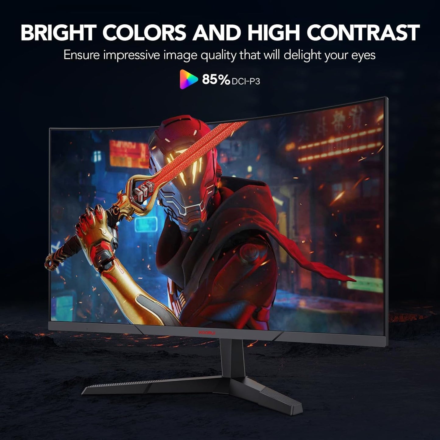 Gaming Monitor, QHD 2560P Computer Monitor, 144Hz 27 Inch Monitor (1Ms, 1800R Curved VA Panel, DP1.2+HDMI*2, Adaptivesync, Narrow Bezel with Ultra-Thin), Tilt Adjustable,Eye Care