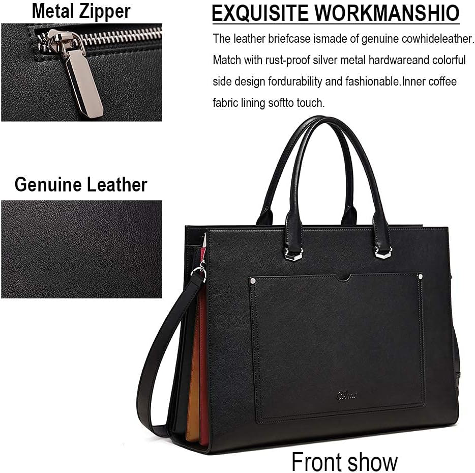 Briefcase for Women Vegan Leather 15.6 Inch Laptop Bag Large Pocket Business Ladies Shoulder Bag