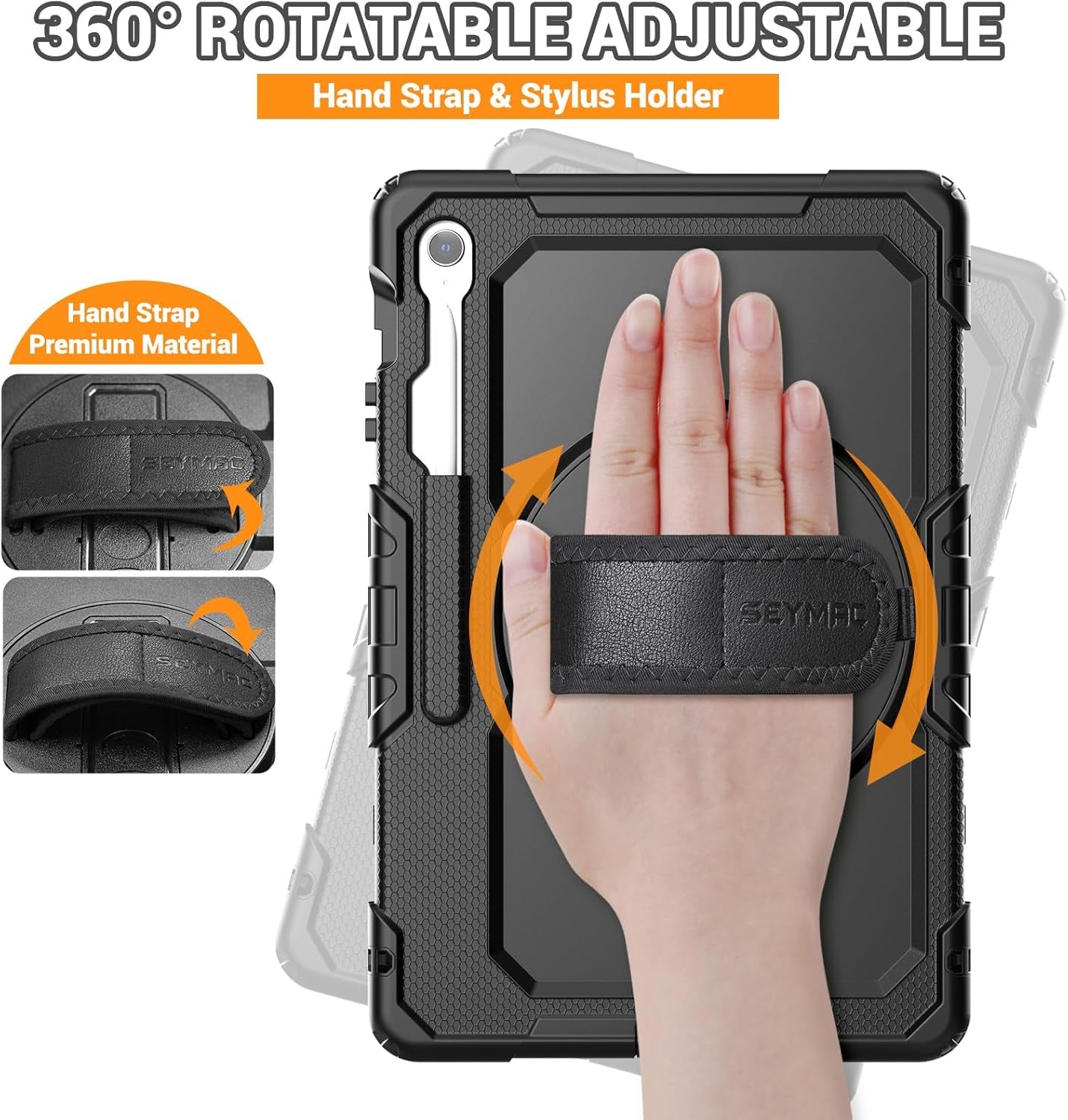Case for Samsung Galaxy Tab S10 FE+/ S10 FE plus 5G 13.1″ 2025, Heavy Duty Full-Body Shockproof Protective Case with Screen Protector, Stand, Hand/Shoulder Strap and Pen Holder, Black