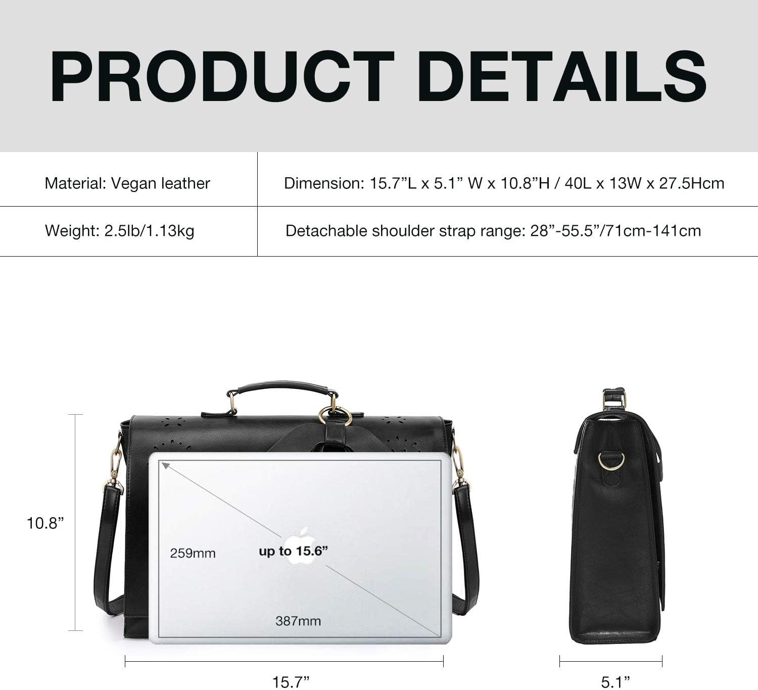 Women'S Briefcase Vegan Leather Laptop Bag for Work Shoulder Computer Satchel Bag with Detachable Bow