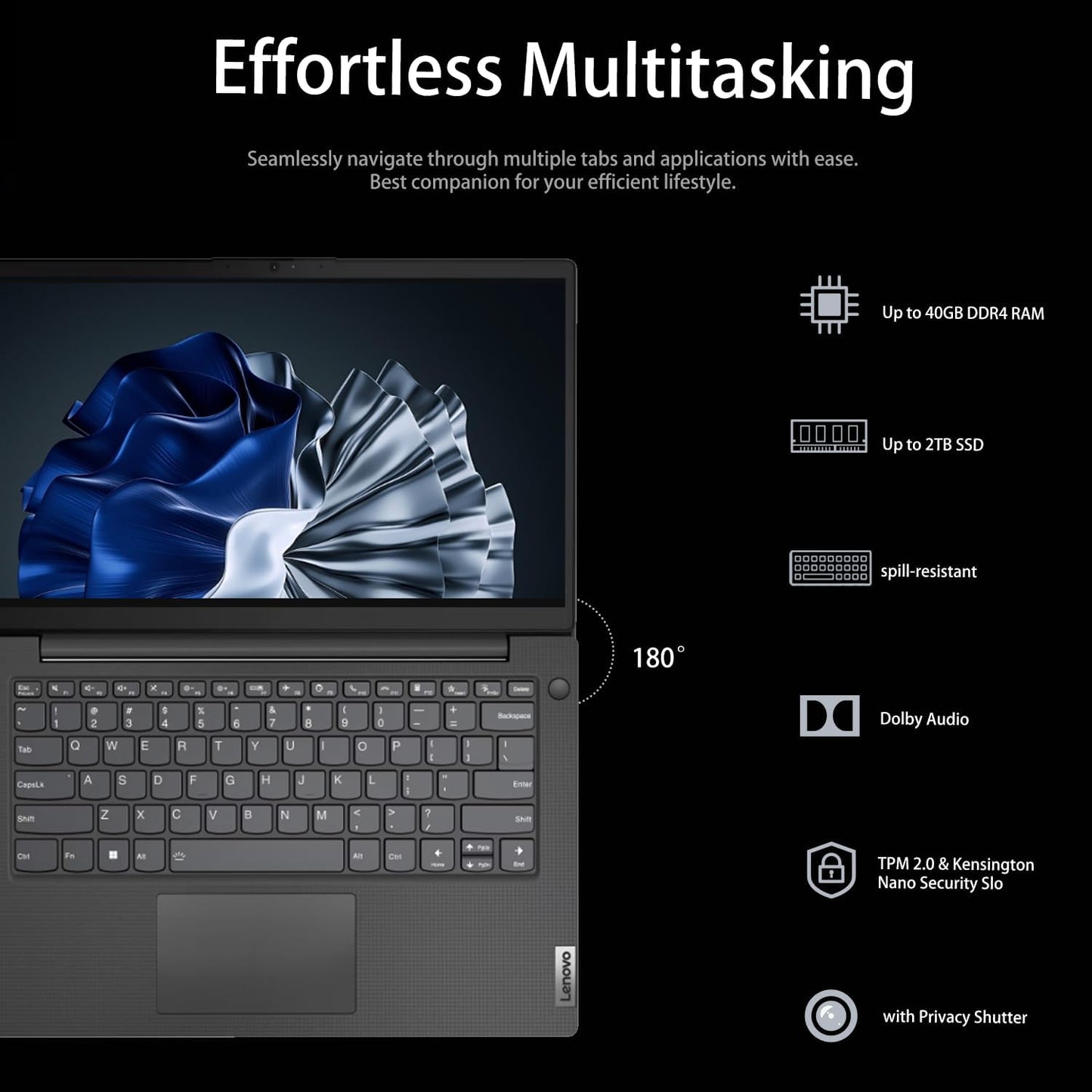 V14 Gen 4 Business Laptop, 14" FHD Anti-Glare, Intel 10-Core I7-1355U, 16GB RAM, 1TB SSD, Webcam with Privacy Shutter, Wi-Fi 6, HDMI, Windows 11 Pro, Black, Bundle with Wireless Mouse