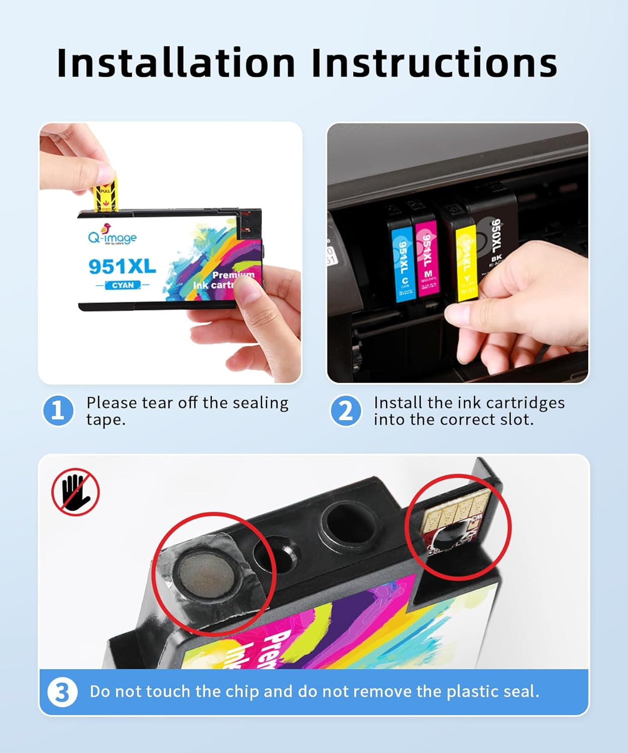【5-Pack Larger Capacity】 950XL and 951XL Ink Cartridges Combo Pack, Replacement for HP 950 951 XL Ink Cartridges Works with Officejet Pro 8600 8610 8620 8625 8630 8100 Printer Ink (2BK/1C/1M/1Y)