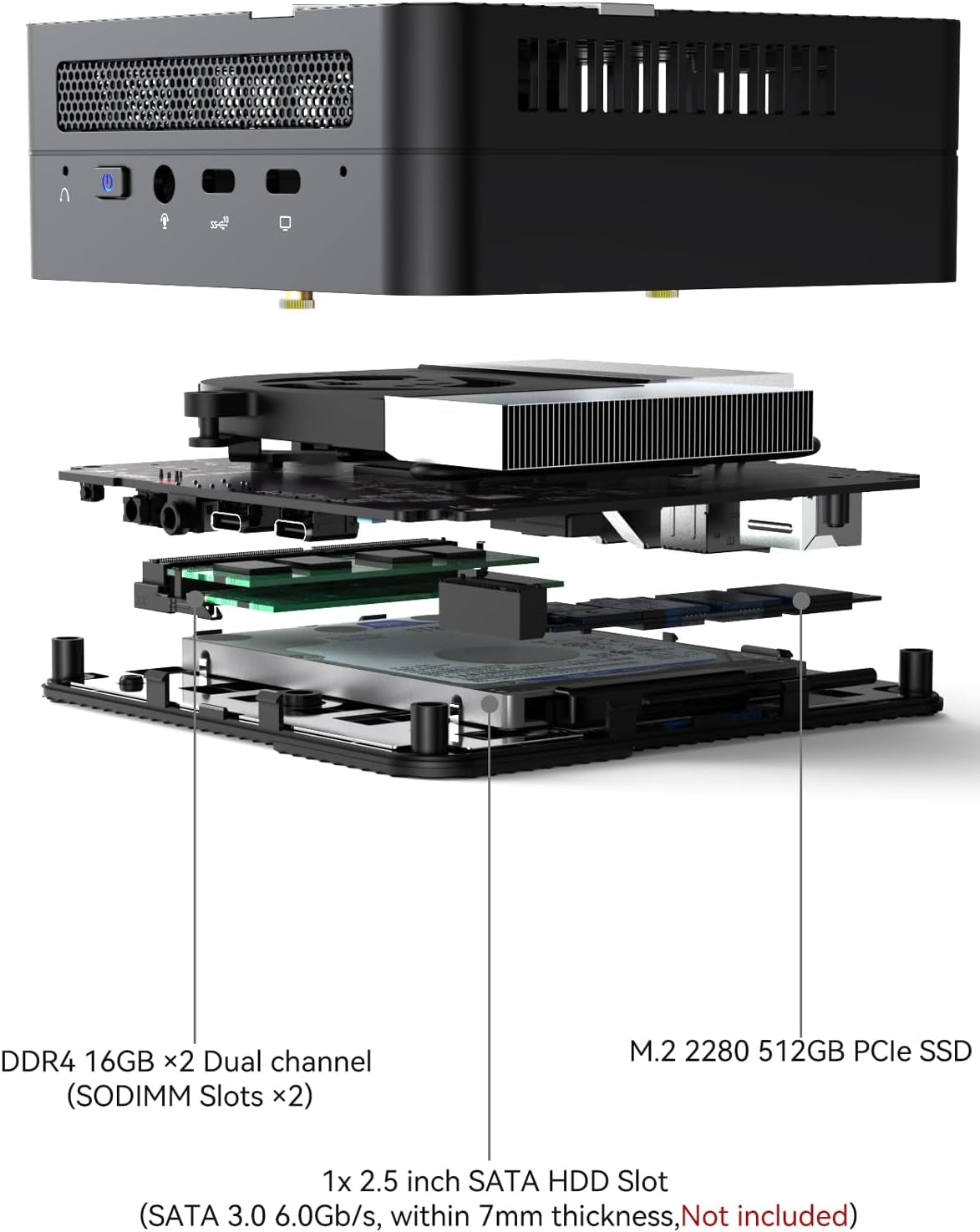 Deskmini UM450 Mini PC AMD Ryzen 5 4500U Windows 11 Pro Micro Computer, DDR4 16GB RAM+512GB SSD, 2Xhdmi/1Xusb-C 4K@60Hz Output, 2.5Gbps LAN, USB 3.2, Bluetooth, AMD Radeon Graphics PC