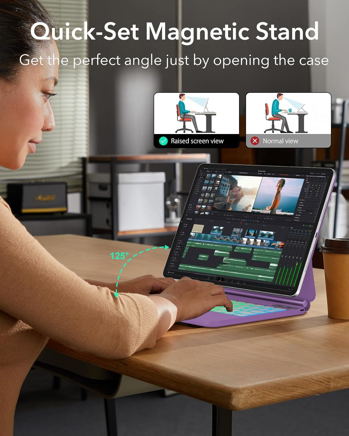 Magic Keyboard Case for Ipad Air 11-Inch (M3 2025/M2 2024) / Ipad Pro 11" (4Th/3Rd/2Nd/1St Gen) / Ipad Air 5Th 4Th Gen - Magnetic Folio Smart Keyboard Cover with Backlit Multi-Touch Trackpad - Purple