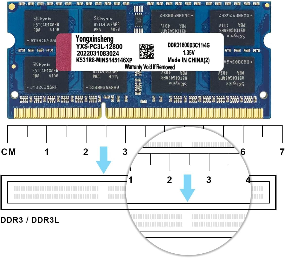 DDR3 / DDR3L 4GB Laptop RAM 1600Mhz PC3L/PC3-12800 SODIMM Non-Ecc Unbuffered 1.35V/1.5V 2Rx8 Dual Rank 204 Pin CL11 Notebook Computer Memory Upgrade Module(Blue)