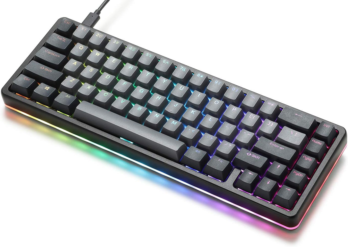 ALT High-Profile Mechanical Keyboard — 65% (67 Key) Gaming Keyboard, Hot-Swap Switches, Programmable Macros, RGB LED Backlighting, USB-C, Doubleshot PBT, Aluminum Frame (Cherry MX Brown, Black)