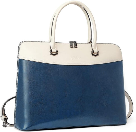 CLUCI Briefcase for Women Genuine Leather 15.6 Inch Laptop Computer Business Shoulder Bag