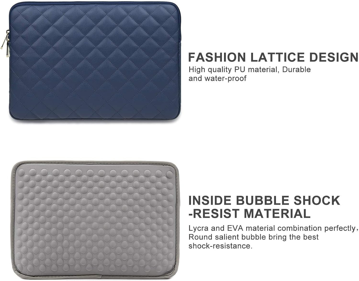 11 Inch Laptop Sleeve Diamond PU Leather Case Protective Shockproof Water Resistant Cover Carrying Computer Bag Compatible with 11.6 Macbook Air Surface for 11" Chromebook Notebook(Navy Blue)