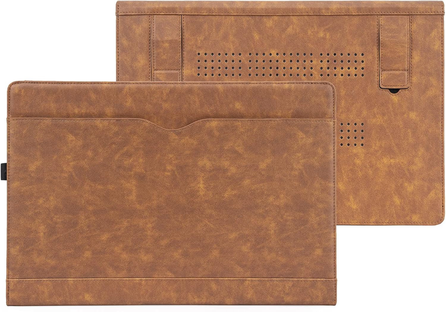 TYTX Compatible with Macbook Pro Leather Case 16 Inch 2019 2020 A2141 with Touch ID Laptop Sleeve Protective Folio Book Cover with Vents, Brown