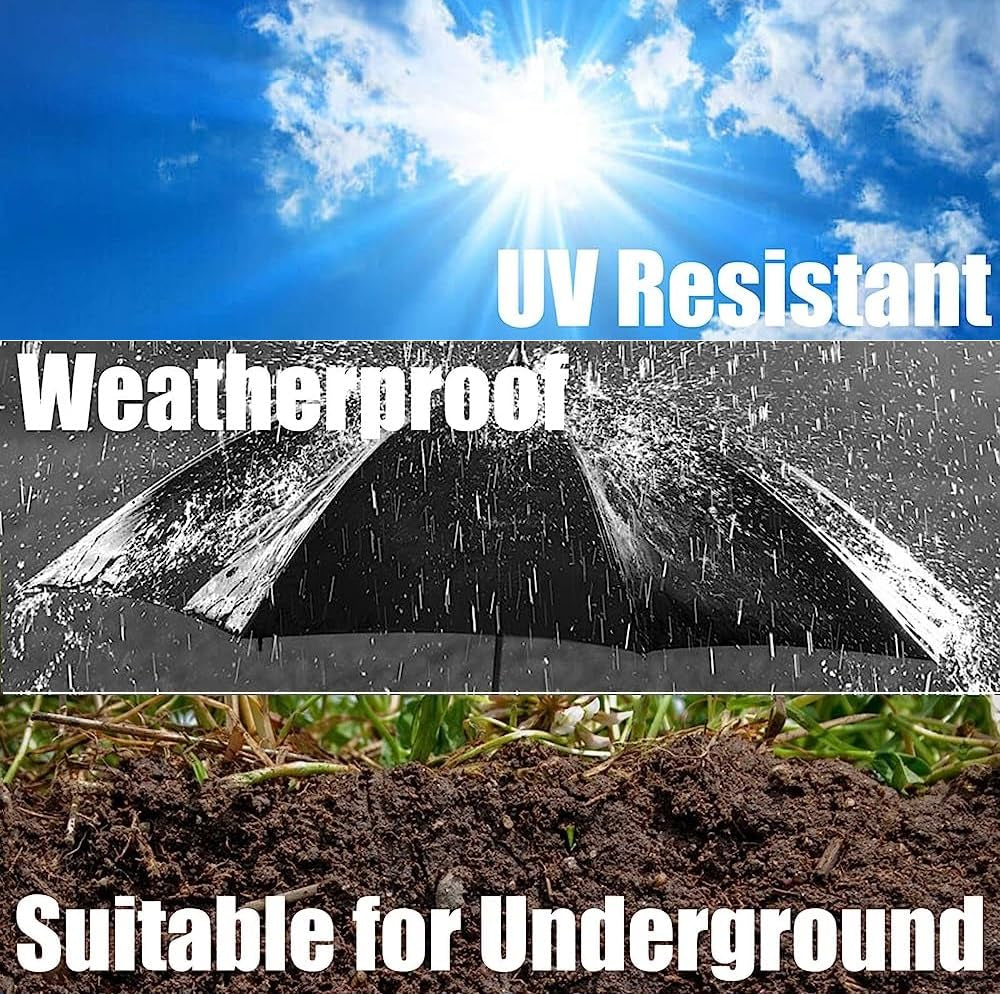 150' FT Oxygen-Free Copper CAT6 Heavy Duty Waterproof Outdoor Direct Burial UV Resistant Ethernet LAN Network Patch Cable RJ45 Cord