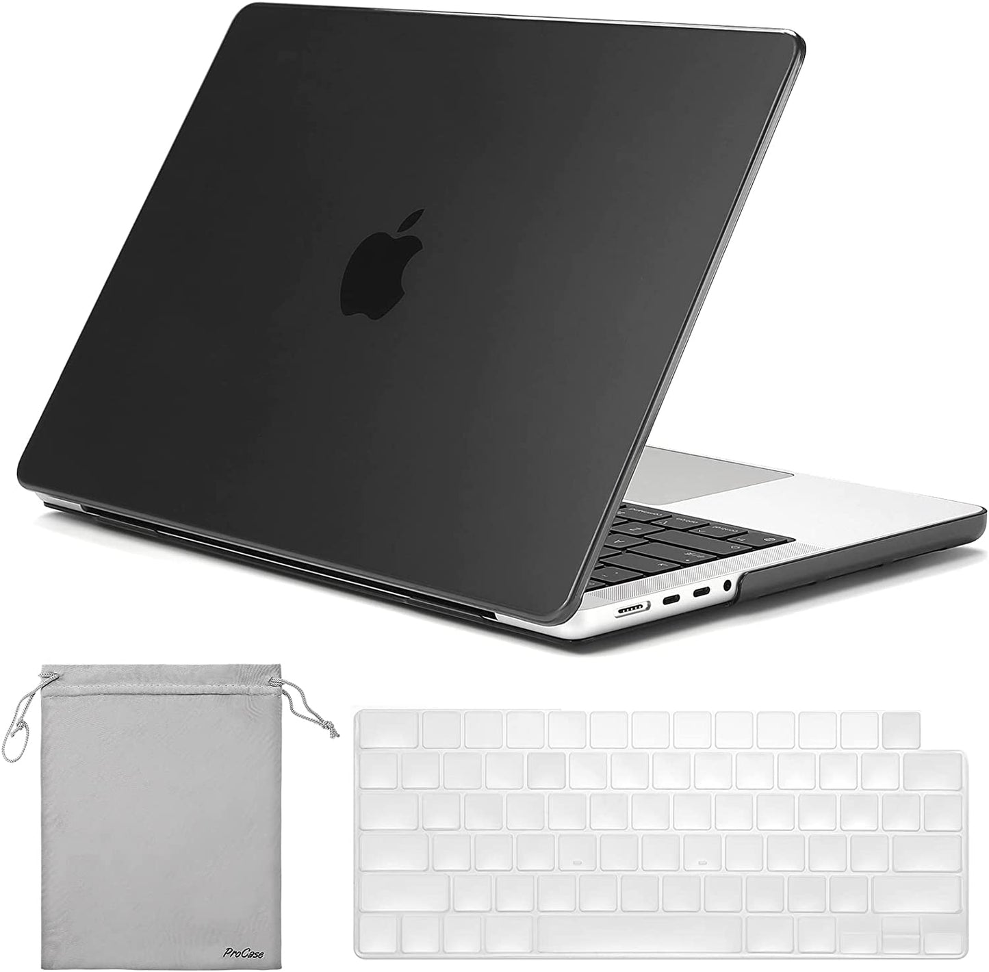 for Macbook Pro 14.2 Inch 2024 M4 A3112 A3185 A3401/Pro 14 2023 2022 2021 M3 A2918 A2992 M2 A2779 M1 A2442, Slim Protective Hard Shell Case and Keyboard Skin Cover -Black