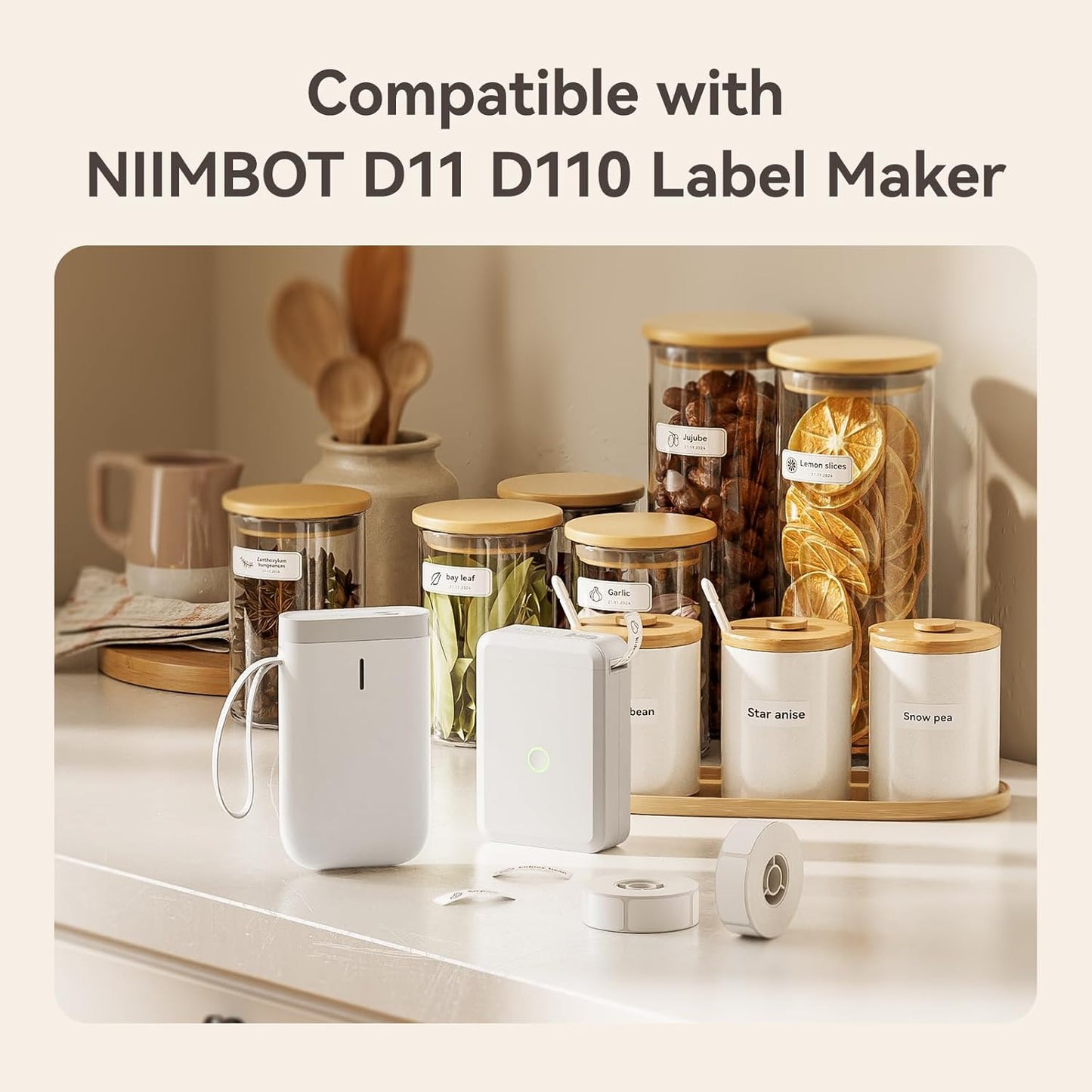 D11 Label Maker Tape Adapted Label Print Paper Standard Laminated Office Labeling Tape Replacement Pure Color (White, Large)