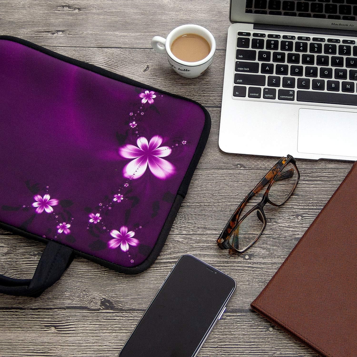 12 Inch Neoprene Laptop Carrying Bag Chromebook Case Tablet Travel Cover with Handle Zipper Carrying Sleeve Case Bag Fits 11 11.6 12 12.1 12.5 Inch Netbook/Laptop (11-12.5 Inch, Purple Flowers)