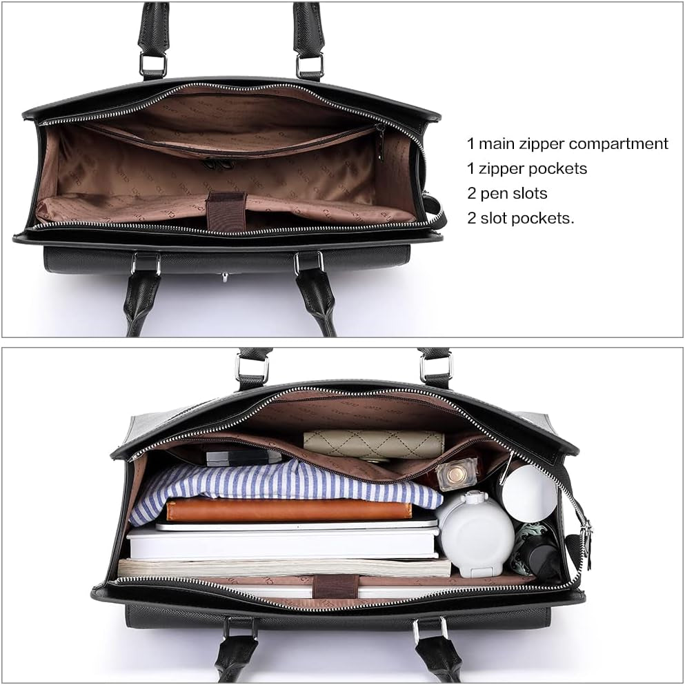 Briefcase for Women Oil Wax Leather Vintage 15.6 Inch Laptop Business Shoulder Bag