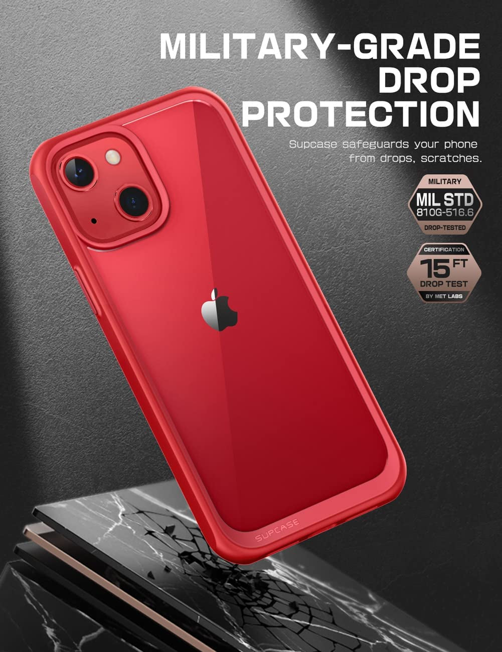 Unicorn Beetle Style Series Case for Iphone 13 (2021 Release) 6.1 Inch, Premium Hybrid Protective Clear Case (Red)