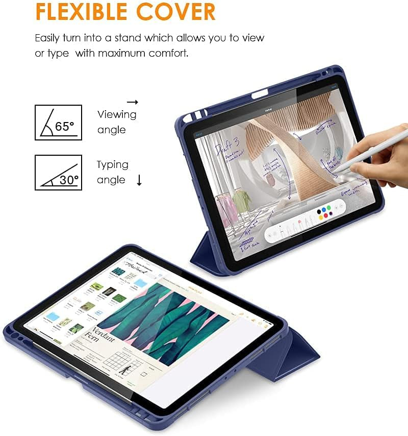 for Ipad Pro 11 Inch 4Th/3Rd/2Nd/1St Generation 2022/2021/2020/2018 Case, Smart Slim Trifold Stand Soft TPU Back Cover with Built-In Pencil Holder, Also Fit Ipad Air 5/4,Navy Blue