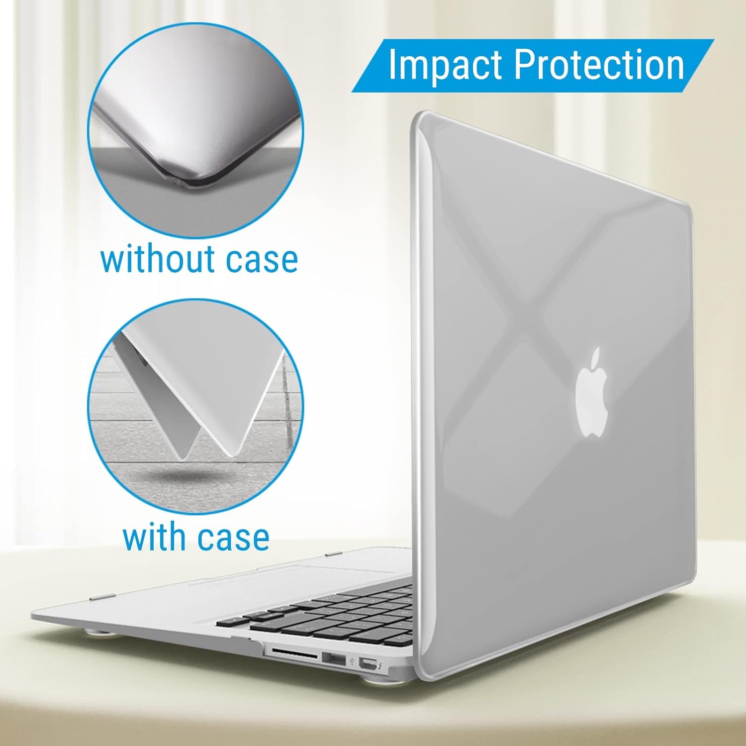 Compatible with Old Version Macbook Air 13 Inch Case (2017-2010 Release), Models: A1466/A1369, Plastic Hard Shell Case with Keyboard & Screen Cover for Mac Air 13, Crystal Clear, A13CYCL+2
