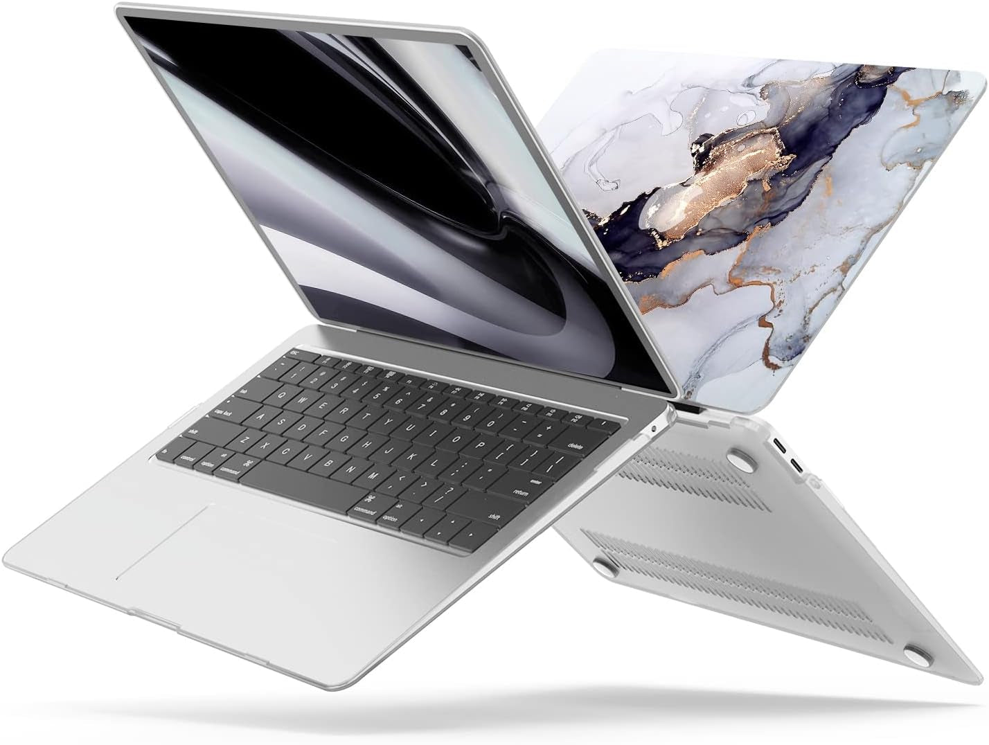 Compatible with Macbook Air 13 Inch Case 2021 2020 2019 2018 M1 A2337 A2179 A1932 Touch ID, Plastic Hard Shell +2 Keyboard Cover +Screen Protector for Macbook Air 13.3 Inch Case, Blue Marble