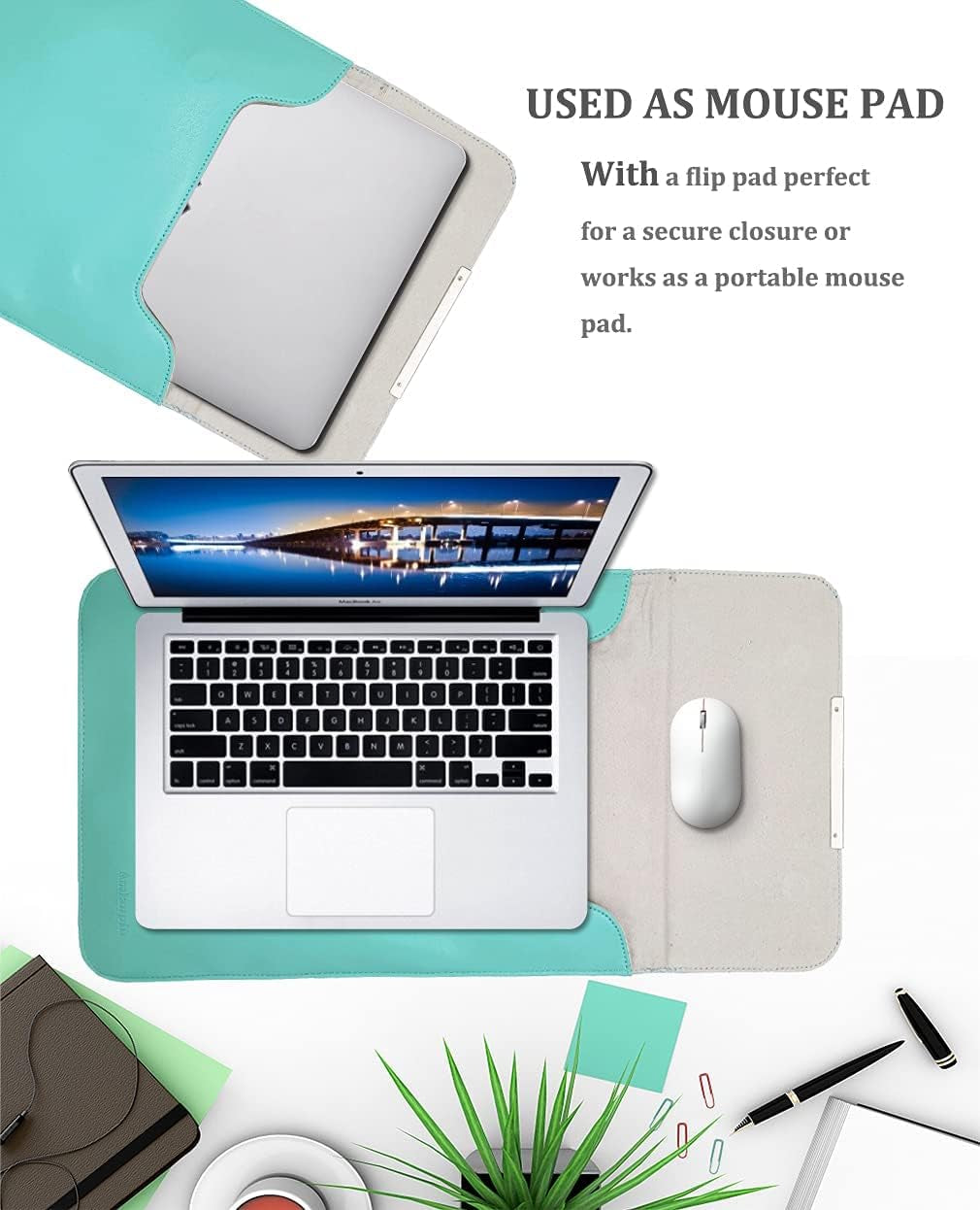 Laptop Sleeve 14 Inch for HP Dell Samsung Lenovo Asus 14 in Chromebook, PU Leather Bag Waterproof Cover Notebook Computer Case