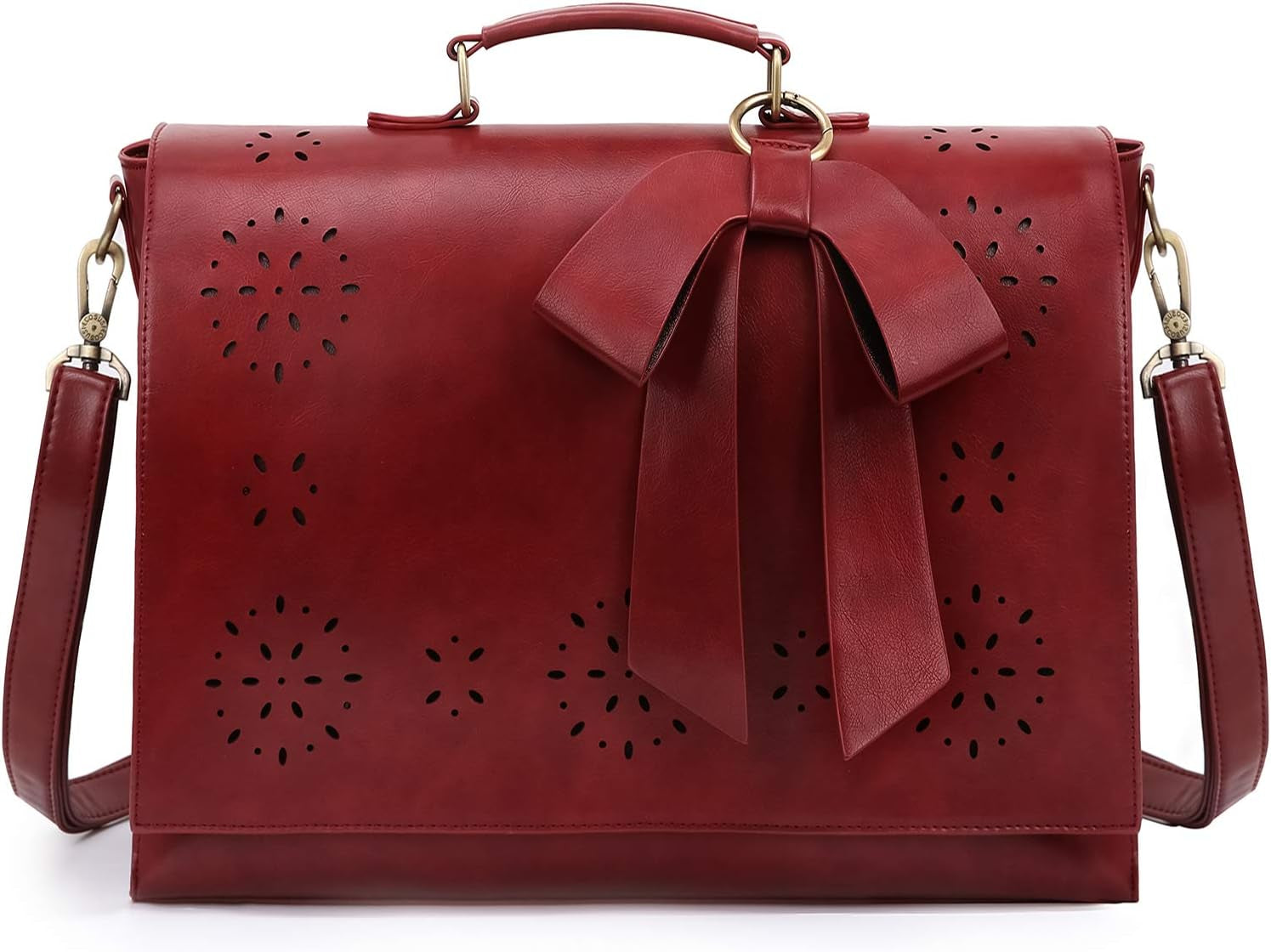 Women'S Briefcase Vegan Leather Laptop Bag for Work Shoulder Computer Satchel Bag with Detachable Bow
