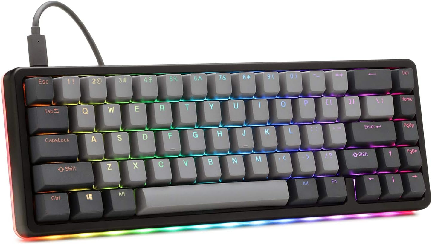 ALT High-Profile Mechanical Keyboard — 65% (67 Key) Gaming Keyboard, Hot-Swap Switches, Programmable Macros, RGB LED Backlighting, USB-C, Doubleshot PBT, Aluminum Frame (Cherry MX Brown, Black)