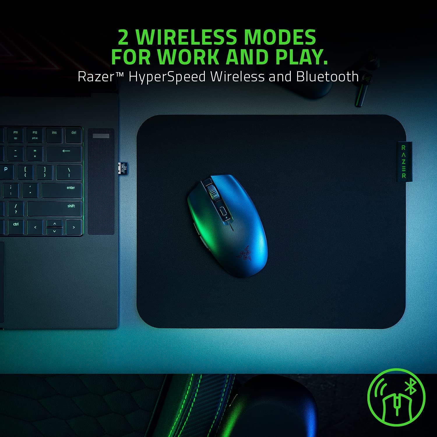 Orochi V2 Mobile Wireless Gaming Mouse: Ultra Lightweight - 2 Wireless Modes - up to 950Hrs Battery Life - Mechanical Mouse Switches - 5G Advanced 18K DPI Optical Sensor - Classic Black