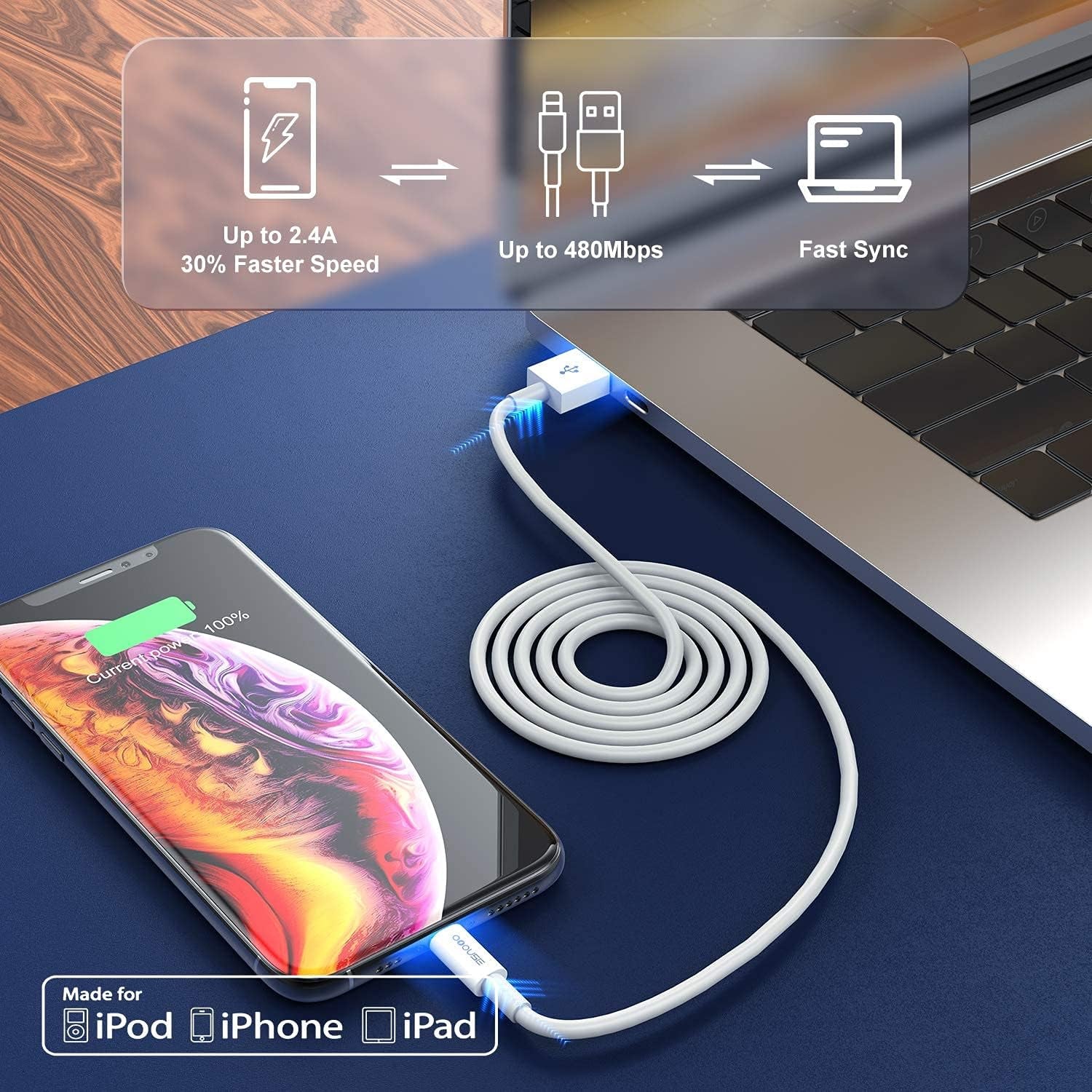 3Pack 3Ft [Apple Mfi Certified] Apple Iphone Charger,Iphone Chargers Iphone Lightning to USB Cable 3 Foot, Fast Charging Cord for Apple Iphone 12/11/11Pro/11Max/ X/XS/XR/XS Max/8/7, Ipad
