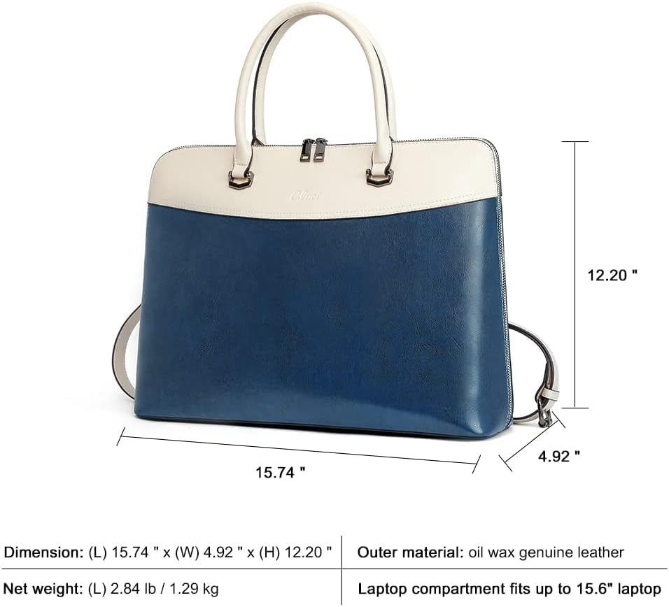 CLUCI Briefcase for Women Genuine Leather 15.6 Inch Laptop Computer Business Shoulder Bag