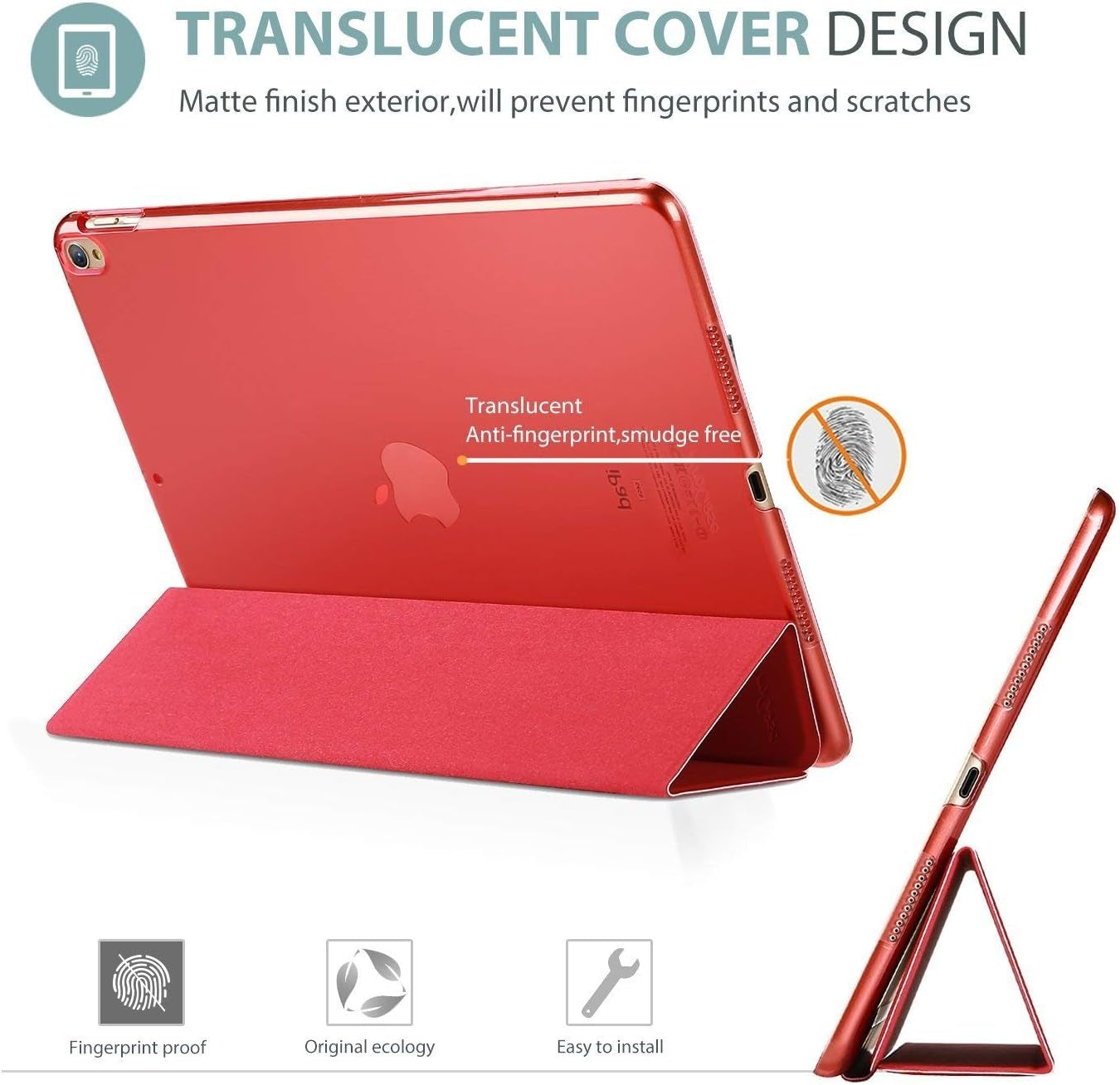 Smart Case for 10.5” Ipad Air 3Rd Generation 2019 / Ipad Pro 2017, Slim Stand Cover with Translucent Frosted Back for Ipad Air 3 -Red