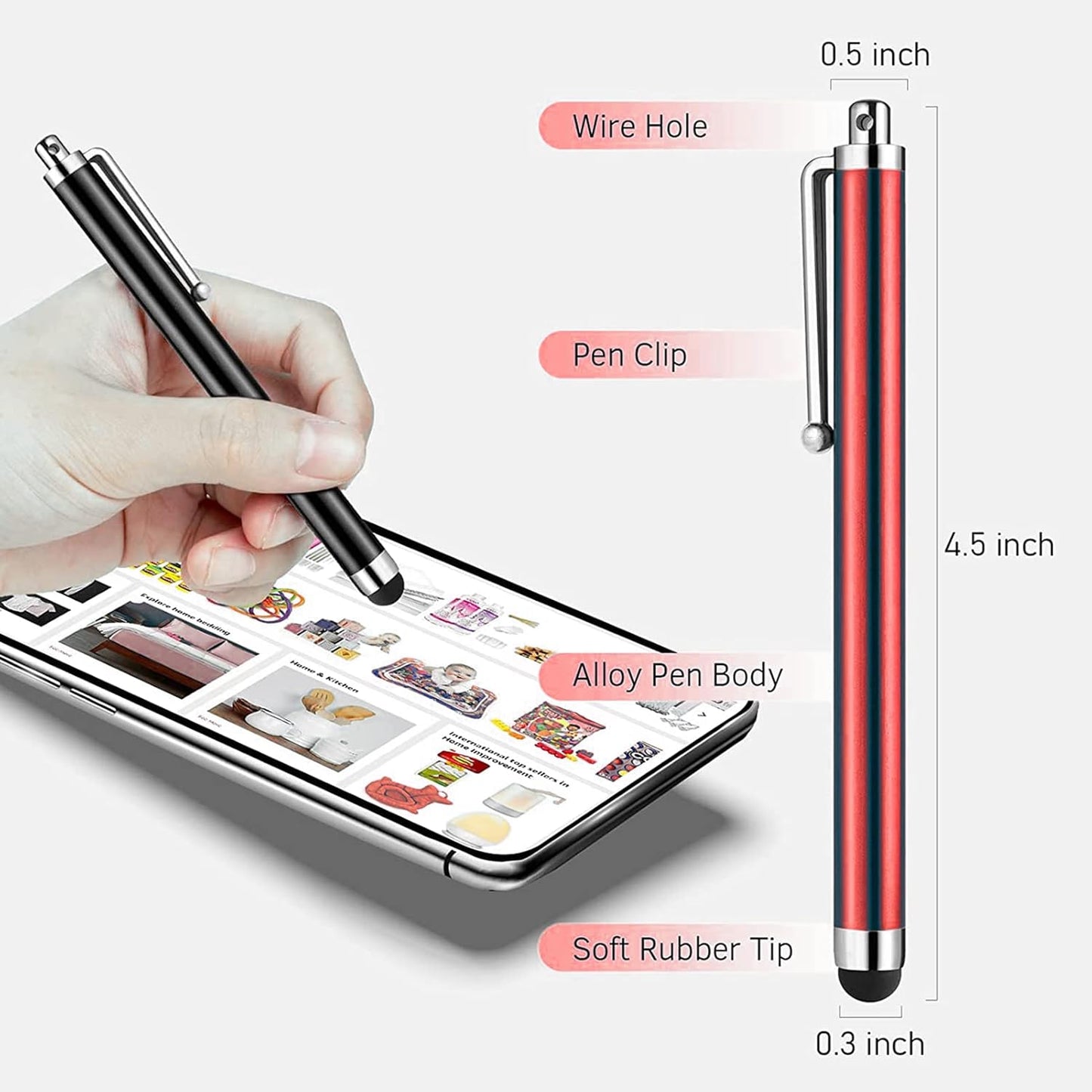 Stylus Pens for Touch Screens,10 Pack Lightweight Design for Ipad,Iphone, Samsung, HTC, Fire Tablet, Tablet, All Capacitive Touch Screen Device