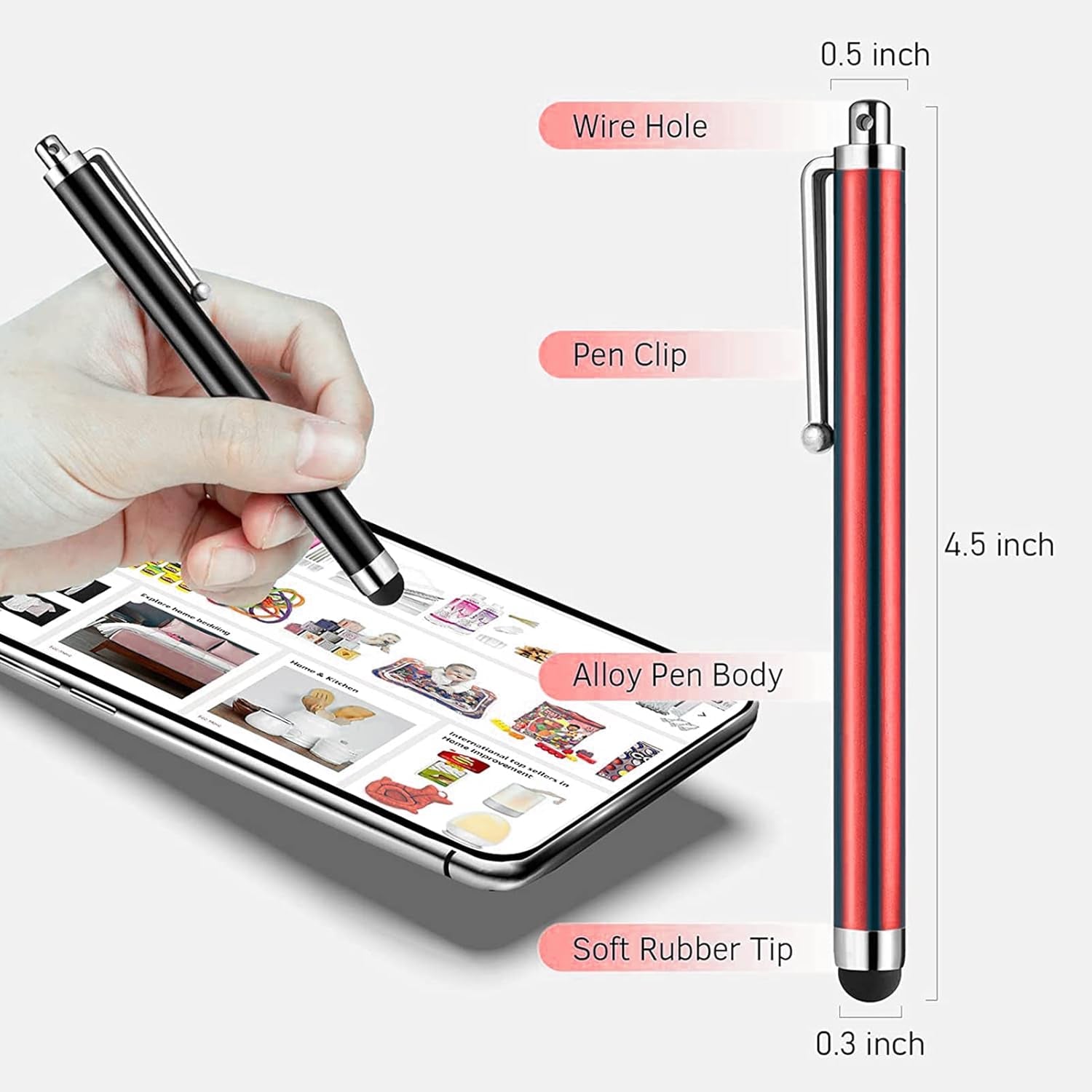 Stylus Pens for Touch Screens,10 Pack Lightweight Design for Ipad,Iphone, Samsung, HTC, Fire Tablet, Tablet, All Capacitive Touch Screen Device