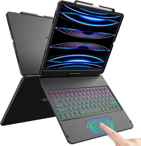 Keyboard Case for Ipad Air 13 Inch (M3/M2, 2025/2024), Backlit Keyboard for Ipad Pro 12.9” Inch (6Th /5Th/4Th Gen/ 3Rd Gen) - Touch Trackpad - 360° Protective Case with Pencil Holder for Ipad Air 13