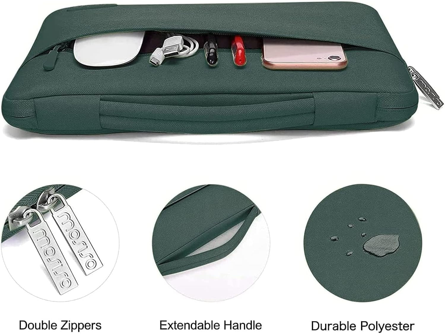 Compatible with Macbook Air 13 Inch Case (A1369 A1466, Older Version 2010-2017 Release), Plastic Hard Shell Case & Sleeve Bag & Keyboard Cover & Webcam Cover & Screen Protector, Midnight Green