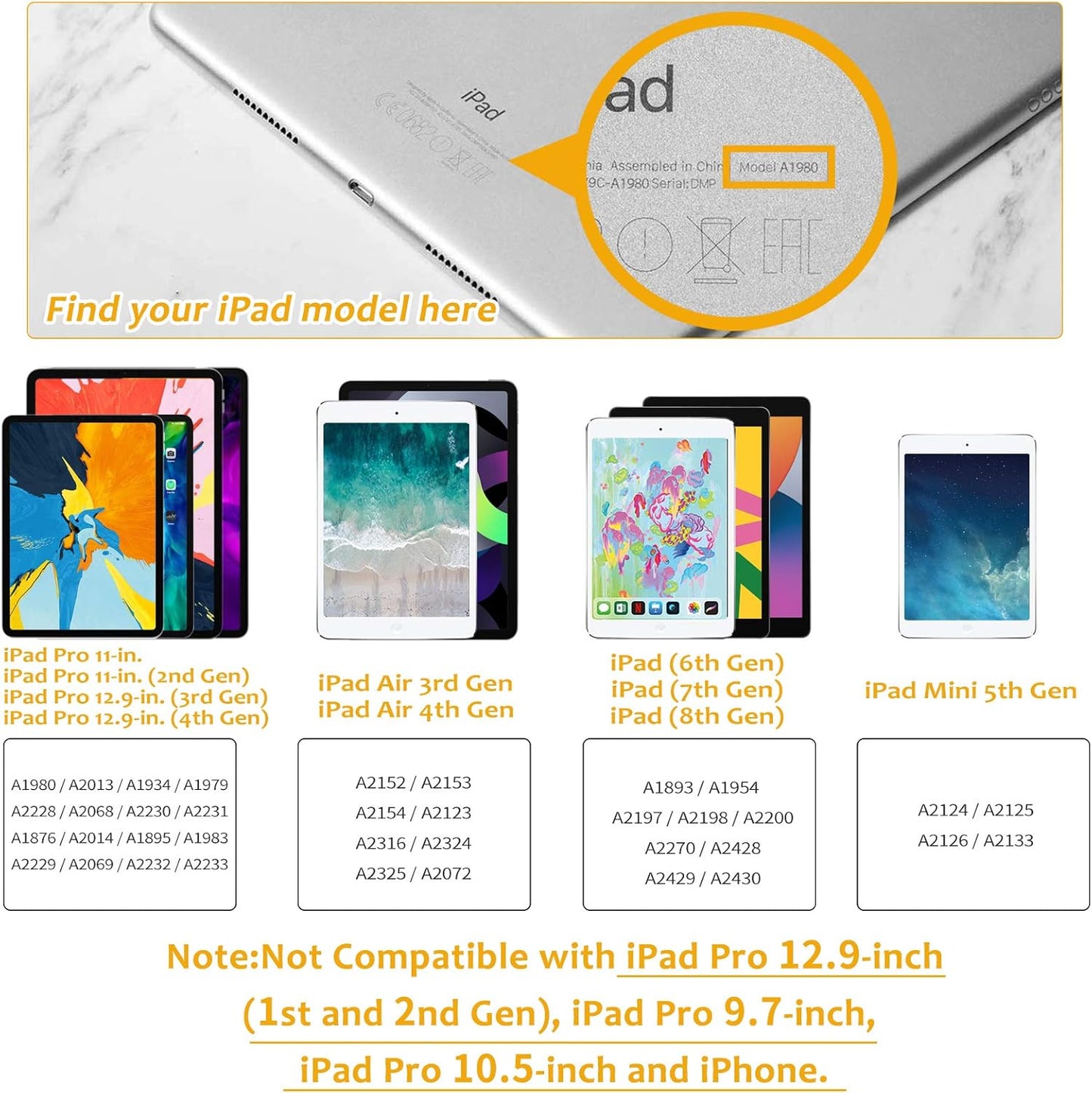 Stylus for Ipad with Palm Rejection,  Active Pencil Compatible with (2018-2020) Apple Ipad Pro (11/12.9 Inch),Ipad 6Th/7Th/8Th Gen/Mini 5Th Gen/Air 3Rd/4Th Gen for Precise Writing/Drawing (Black)