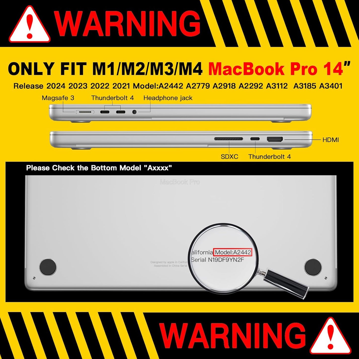 Mountain Case for Macbook Pro 14 Inch 2024 2023-2021 Release Model M4 A3112 A3185 A3401/ M3 A2992 A2918/ M2 A2779 /A2442 M1 with Touch ID, Plastic Sunshine Mountain Cover for Macbook Pro 14
