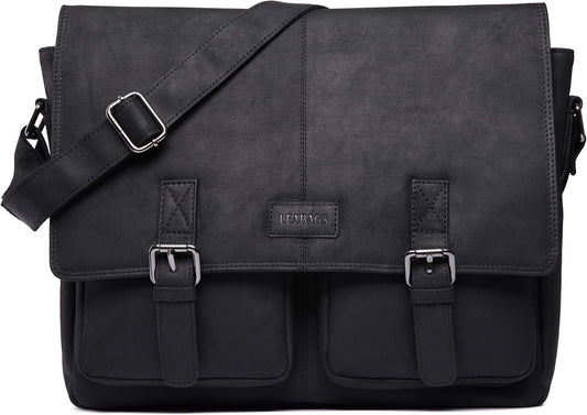Leather Briefcases for Men - Genuine Leather Cambridge 15 Inch Laptop Bag - Messenger Bag Vintage Shoulder Bag
