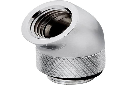 Hydro X Series, 45° Rotary Adapter, Twin Pack (G1/4" BSPP Port Threads, Solid Brass Durability, Securely Sealed Rotation Mechanism, Polished Finish) Chrome