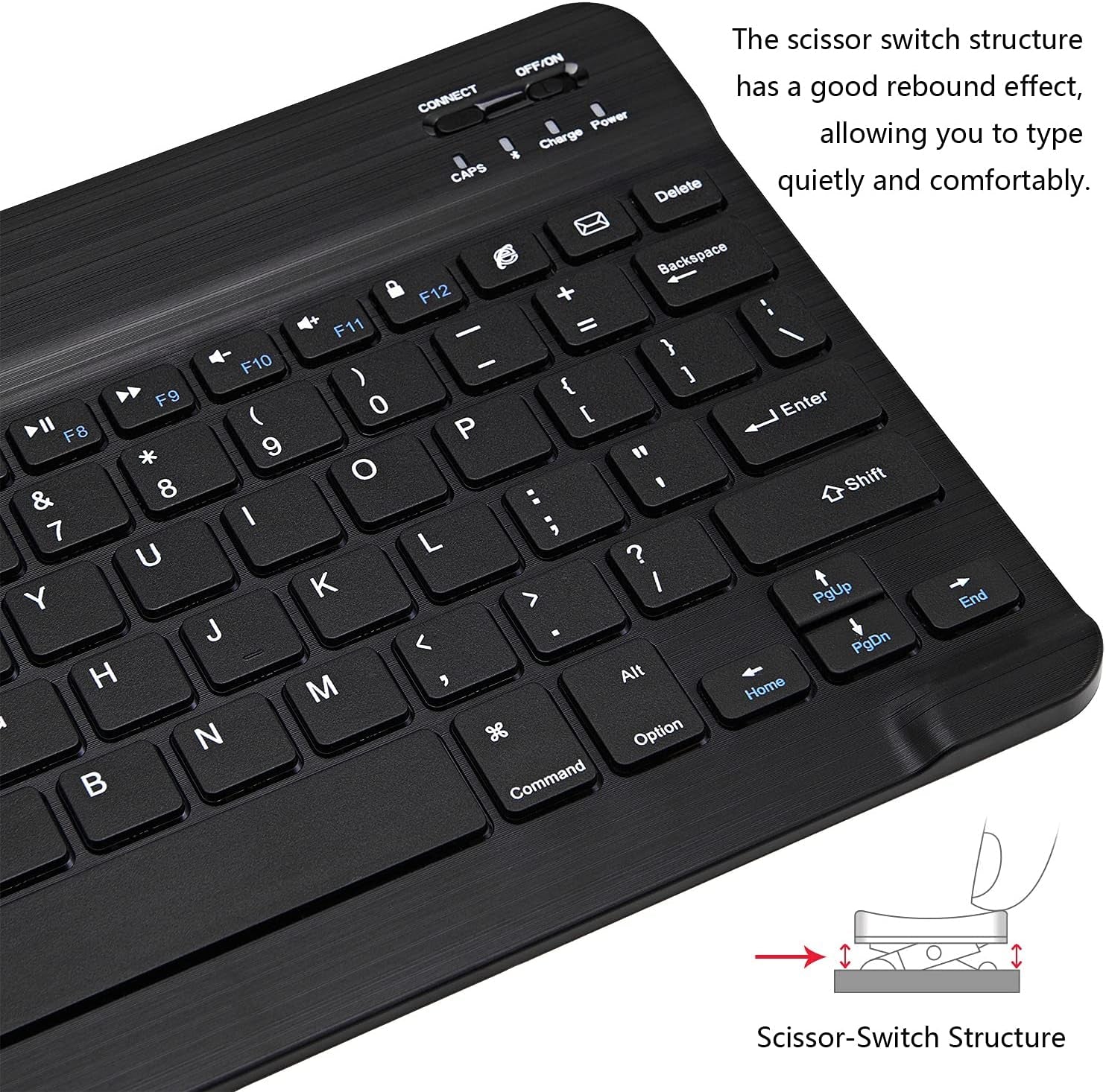 Ultra-Slim Bluetooth Keyboard Portable Mini Wireless Keyboard Rechargeable for Apple Ipad Iphone Samsung Tablet Phone Smartphone Ipados Ios Android (10 Inch Black)