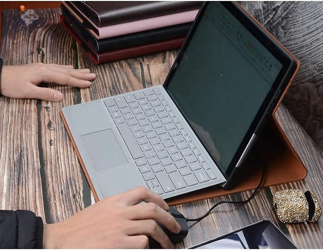 Leather Case Compatible with Microsoft Surface Go 4/3/2/1 2023/2021/2020/2018,Support Type Cover Keyboard,With Pencil Holder, Magnetic Closure,Portfolio Business Cover,Grey