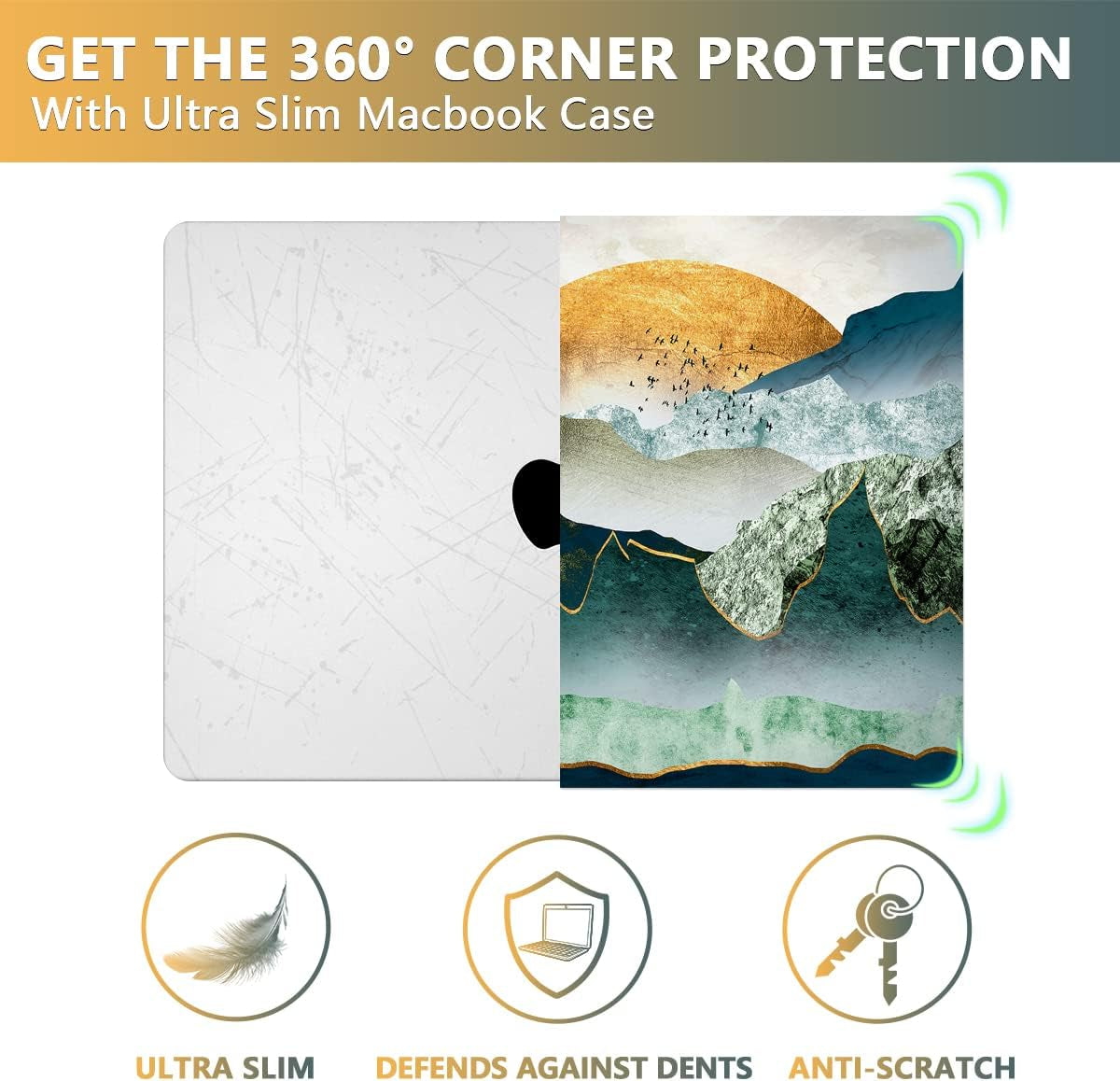 Mountain Case for Macbook Pro 14 Inch 2024 2023-2021 Release Model M4 A3112 A3185 A3401/ M3 A2992 A2918/ M2 A2779 /A2442 M1 with Touch ID, Plastic Sunshine Mountain Cover for Macbook Pro 14