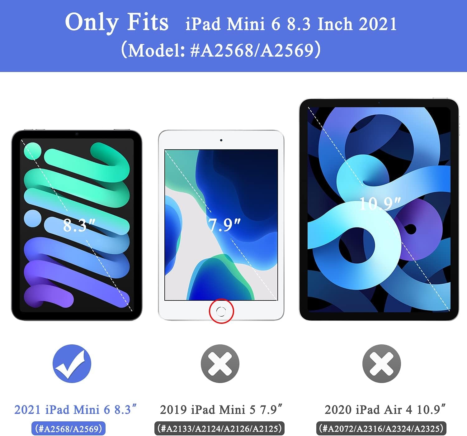 Case for New Ipad Mini 6Th Generation 2021 with Pencil Holder-[Full-Body Protection + 2Nd Gen Apple Pencil Charging],Translucent Frosted Back Cover for Ipad Mini 6 8.3 Inch(Navy)