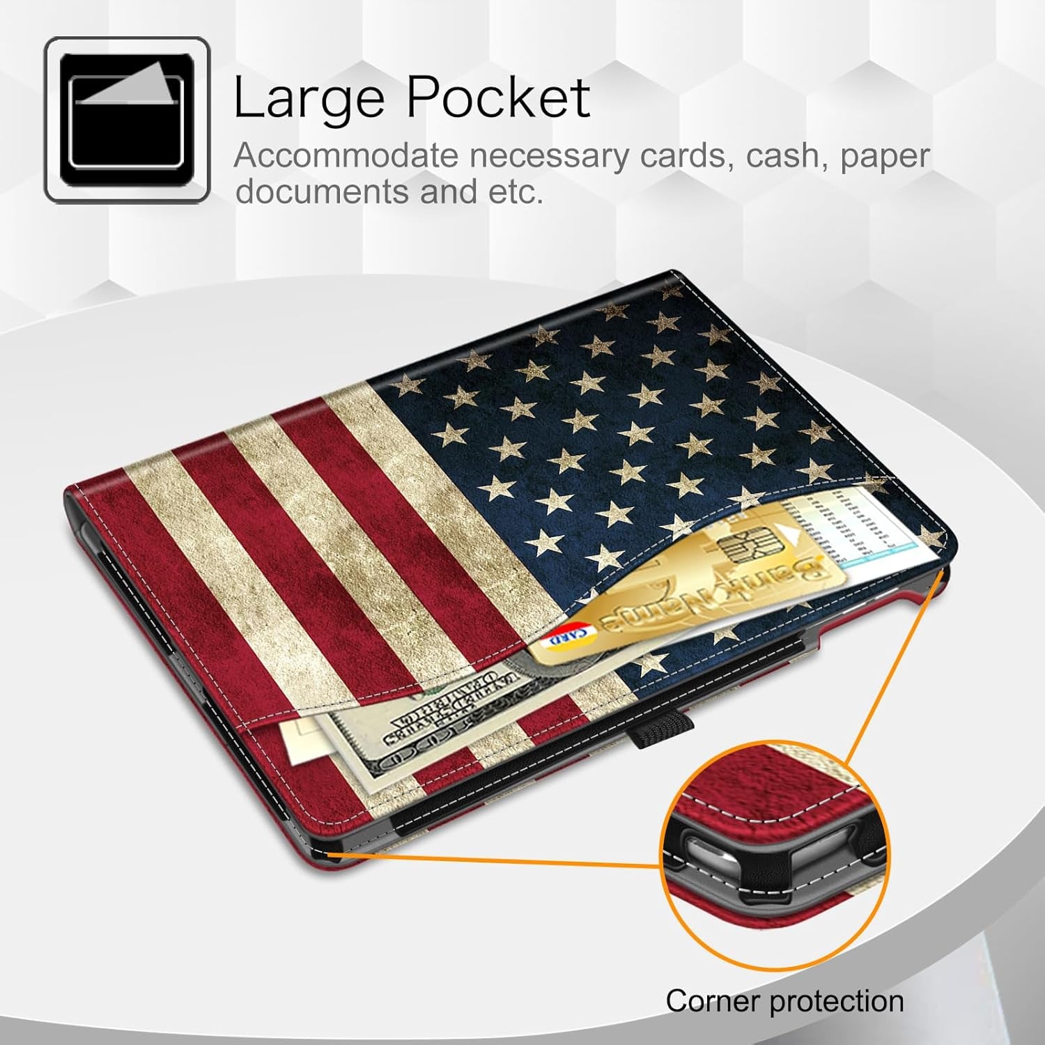Case for Ipad 6Th / 5Th Generation (2018 2017 Model, 9.7 Inch), Ipad Air 2 / Air 1 (9.7 Inch) - [Corner Protection] Multi-Angle Viewing Stand Cover with Pocket, US Flag