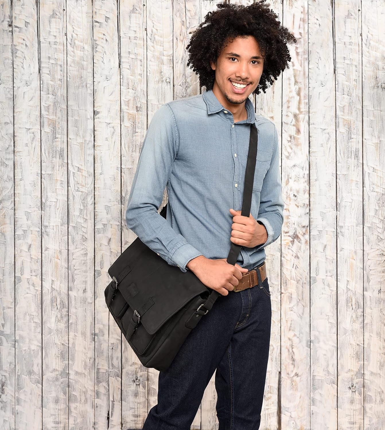 Leather Briefcases for Men - Genuine Leather Cambridge 15 Inch Laptop Bag - Messenger Bag Vintage Shoulder Bag
