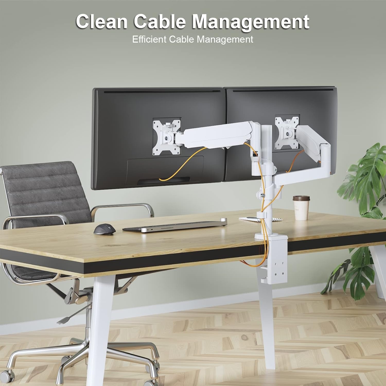 Dual Monitor Mount, Adjustable Gas Spring Arms Desk Mount for 2 Monitors up to 32 Inch, 17.6Lbs Weight Capacity, Mounting Holes 75 X 75Mm or 100 X 100Mm (GSDM002W), White
